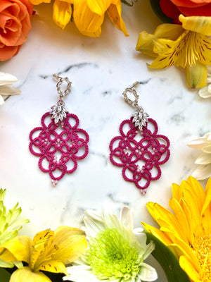 Tatted Lace Valentine's Earrings