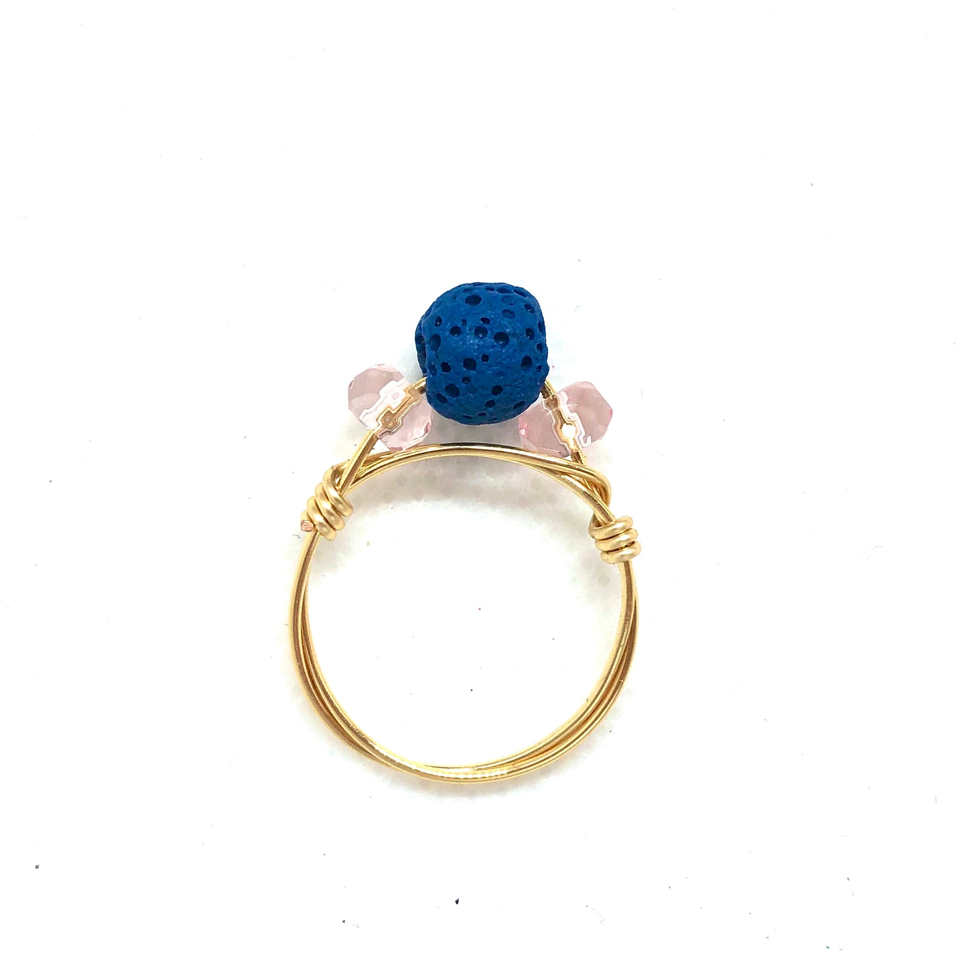 Blue and Pink Essential Oils Ring in gold