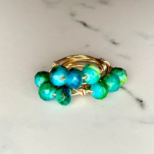 Blue and Green Beaded Ring