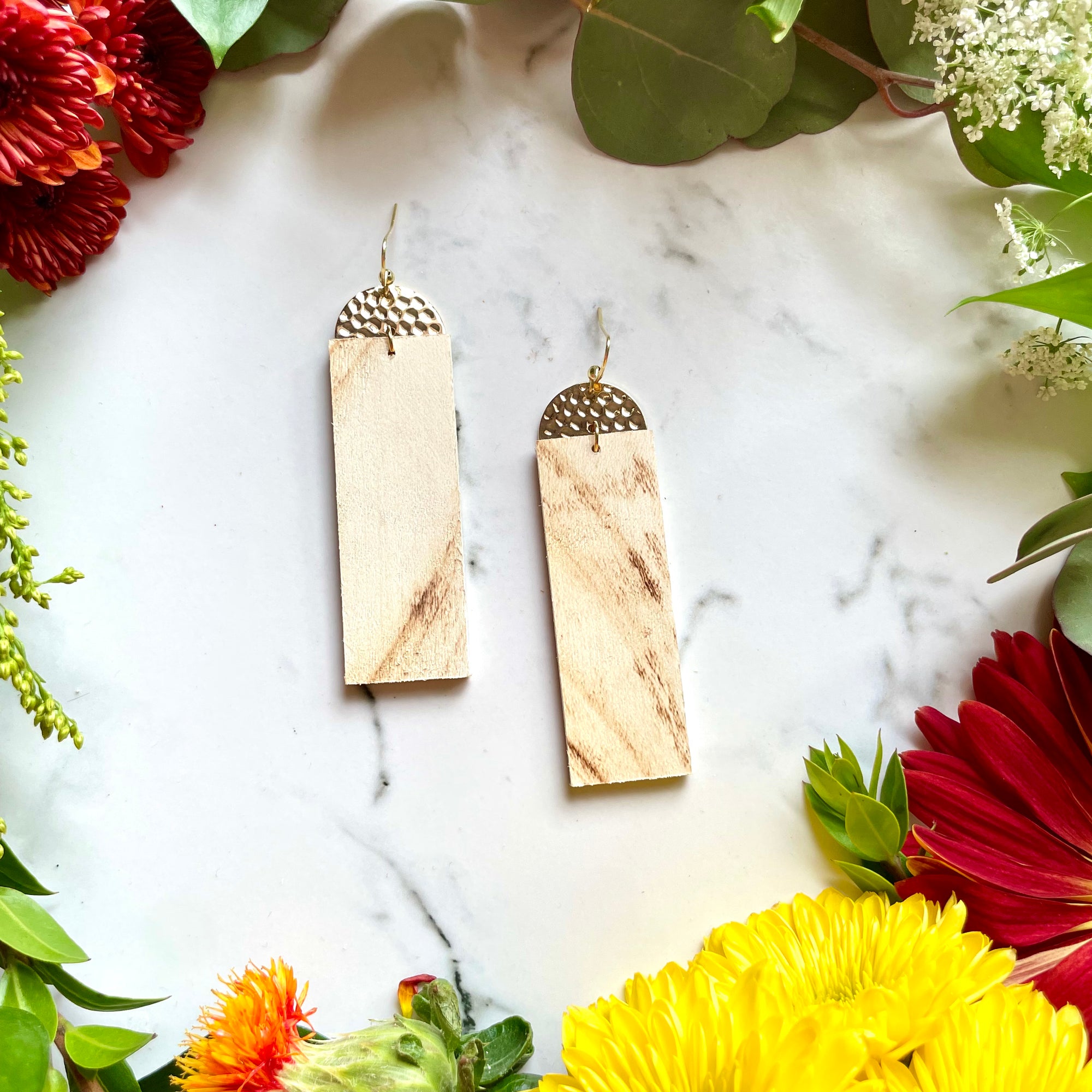 English Holly Wood Earrings