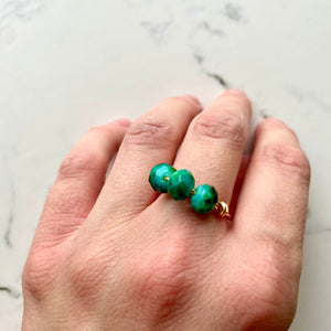 Blue and Green Beaded Ring