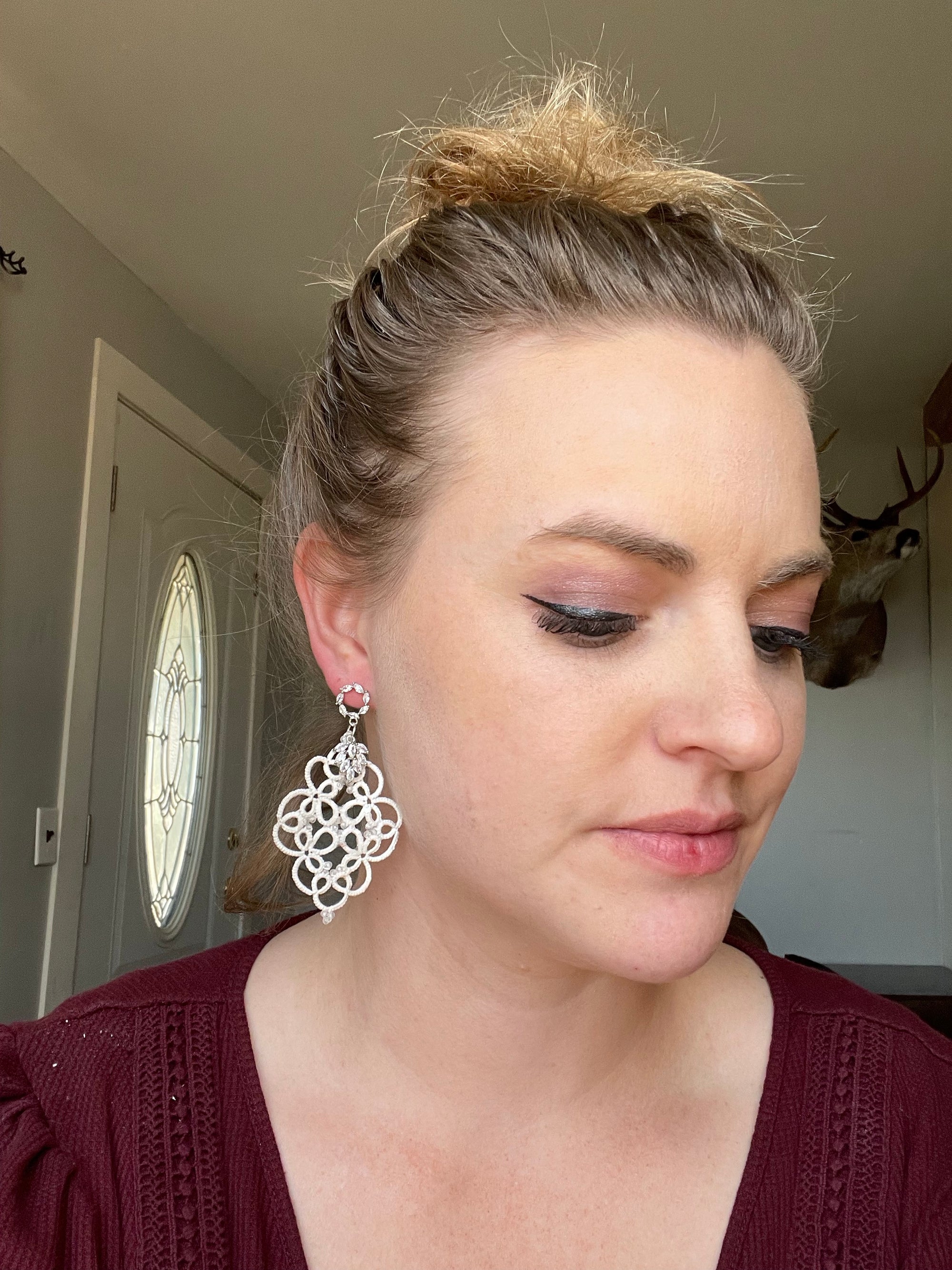 Tatted Lace Valentine's Earrings