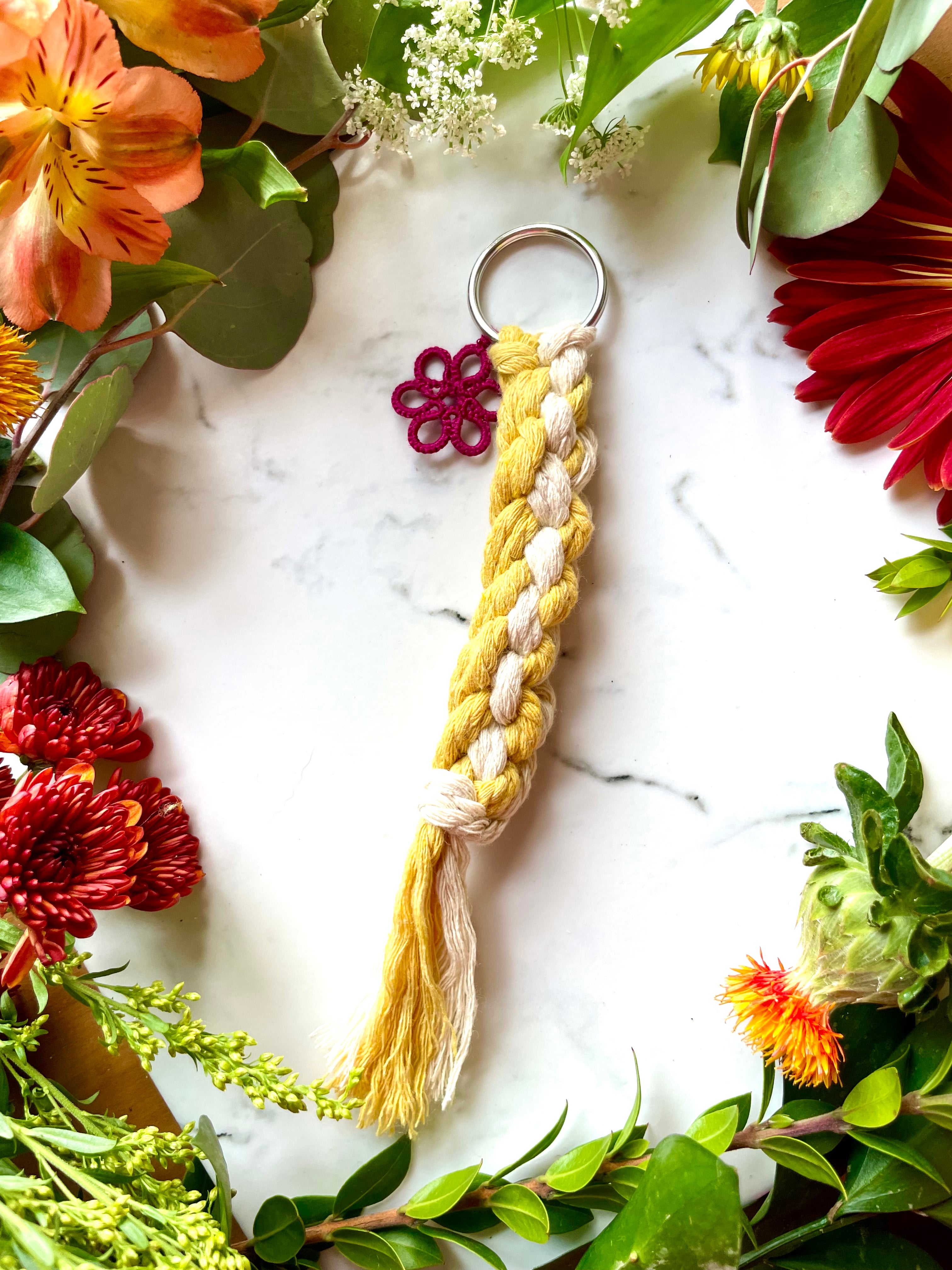 Macrame Keychain with Beads - Plants and What Knot