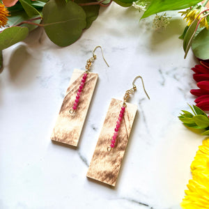 English Holly Wood Earrings